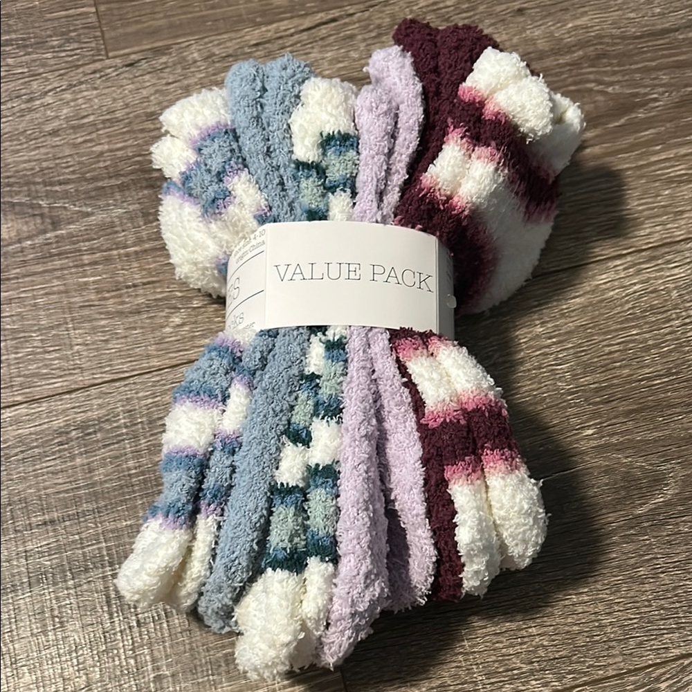 Cozy Multicolor Fuzzy Socks Value Pack